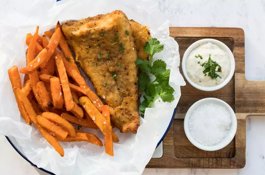 Baked Fish And Chips - Homemade In Kitchen